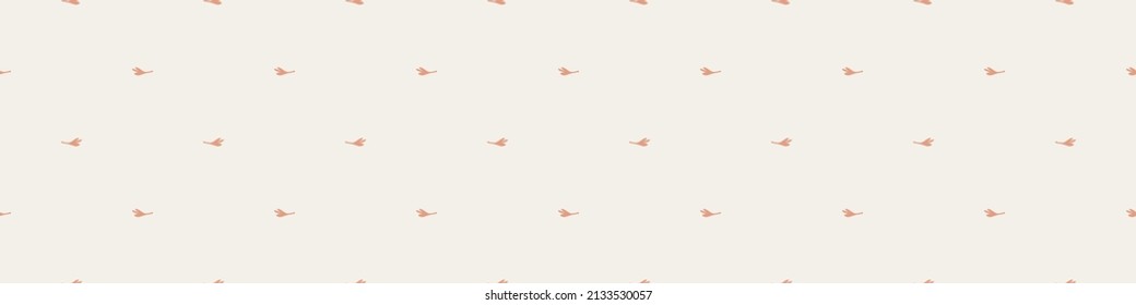 Gender neutral sprigged foliage seamless vector border. Simple whimsical botanical 2 tone pattern. Kids nursery wallpaper or scandi ribbon