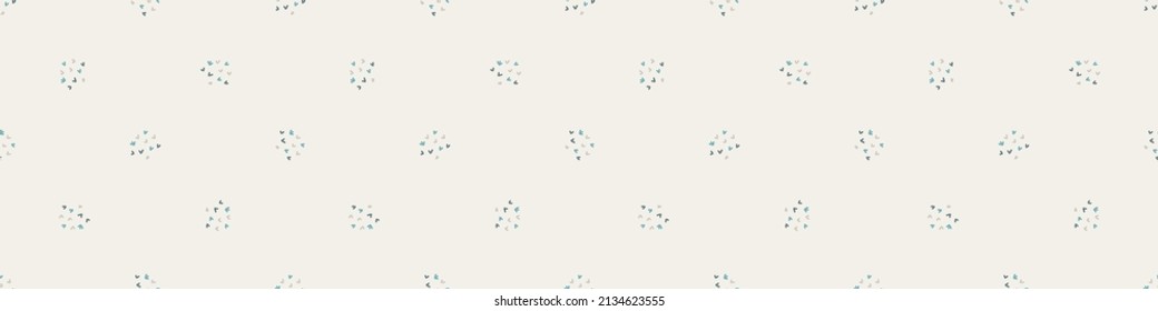 Gender neutral sprigged foliage seamless vector border. Simple whimsical botanical 2 tone pattern. Kids nursery wallpaper or scandi ribbon
