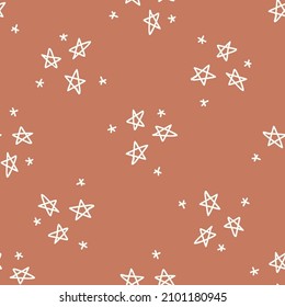 Gender neutral star seamless vector background. Simple whimsical sky two tone pattern. Kids nursery wallpaper or scandi all over print. 