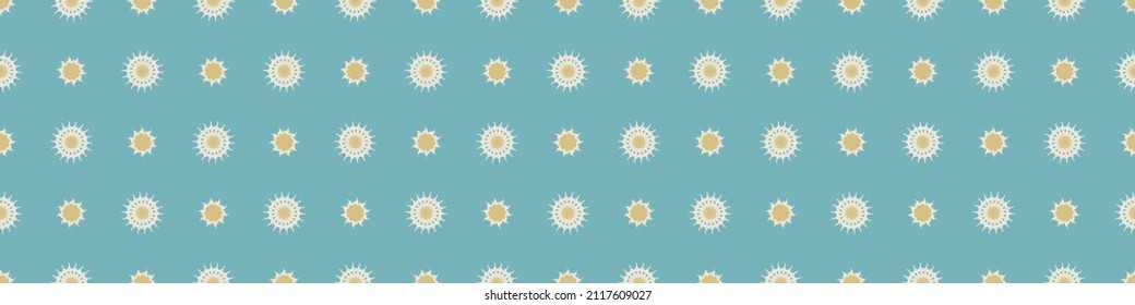 Gender neutral sunshine seamless vector border. Simple whimsical romantic 2 tone banner. Kids nursery or scandi bordur. 