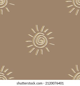 Gender neutral sunshine seamless vector background. Simple whimsical romantic 2 tone pattern. Kids nursery wallpaper or scandi all over print. 