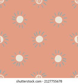 Fondo vectorial sin fisuras de luz solar neutra de género. Sencillo y romántico patrón de 2 tonos. Papel tapiz infantil o escándalo por toda la prensa. 