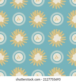 Gender neutral sunshine seamless vector background. Simple whimsical romantic 2 tone pattern. Kids nursery wallpaper or scandi all over print. 