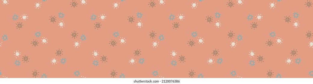 Gender neutral sunshine vector banner . Simple whimsical romantic 2 tone border. Kids nursery wallpaper or scandi all over print. 