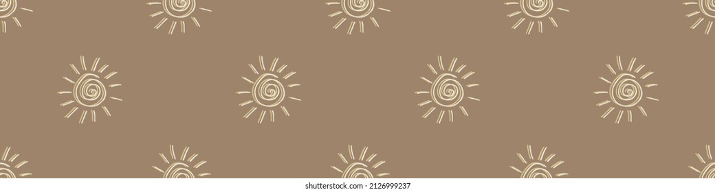 Gender neutral sunshine vector banner . Simple whimsical romantic 2 tone border. Kids nursery wallpaper or scandi all over print. 