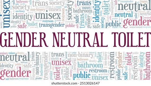 Gender Neutral Toilet word cloud conceptual design isolated on white background.