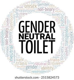 Gender Neutral Toilet word cloud conceptual design isolated on white background.