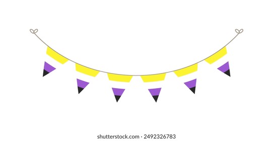 Gender Nonbinary Flag Garland. Pride month bunting simple vector graphics.