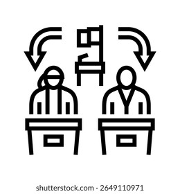 gender parity politics line icon vector. gender parity politics sign. isolated contour symbol black illustration