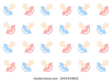 Gender Party Seamless Pattern. Baby Pacifier Repeating Endless Background. Cute Pink and Blue Backdrop.