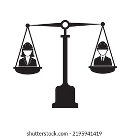 Gender pay equality at work. concept of equal pay for men and women.  Workforce without gender discrimination. vector design.