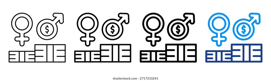 Gender Pay Gap Icon Different Outline Collection Set
