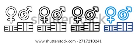 Gender Pay Gap Icon Different Outline Collection Set
