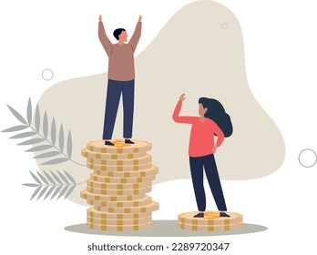 Gender pay gap, inequality between man and woman wage, salary or income, issue about gender diversification concept.flat vector illustration.