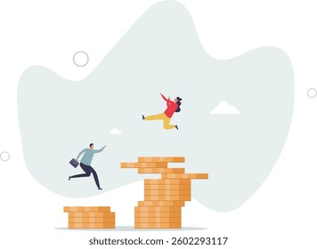 Gender pay gap, inequality between man and woman wage, salary or income, issue about gender diversification concept.flat character life .