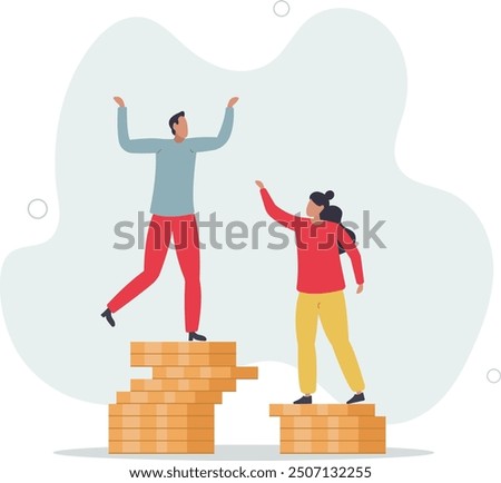 Gender pay gap, inequality between man and woman wage, salary or income, issue about gender diversification concept.flat design with people.
