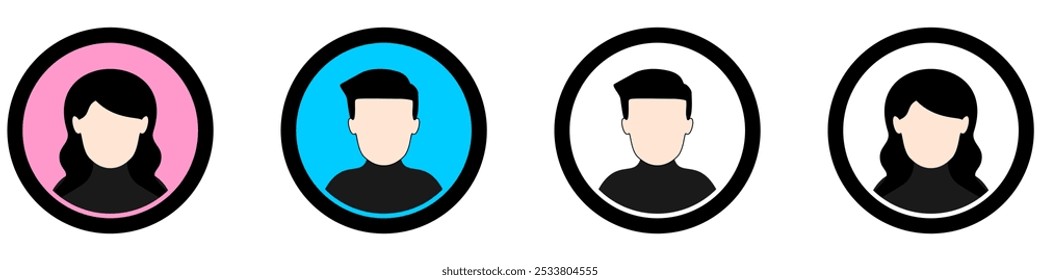 gender profile, user avatar, picture for unknown or anonymous individuals. Placeholder member, suspect mugshot, empty faces social network illustration vector UI and UX symbols icons