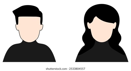 gender profile, user avatar, picture for unknown or anonymous individuals. Placeholder member, suspect mugshot, empty faces social network illustration vector UI and UX symbols icons