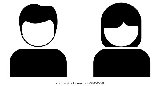 gender profile, user avatar, picture for unknown or anonymous individuals. Placeholder member, suspect mugshot, empty faces social network illustration vector UI and UX symbols icons