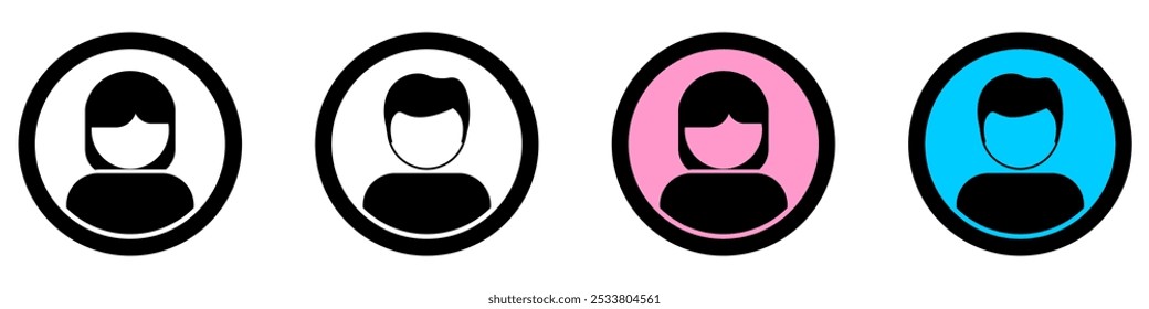 gender profile, user avatar, picture for unknown or anonymous individuals. Placeholder member, suspect mugshot, empty faces social network illustration vector UI and UX symbols icons