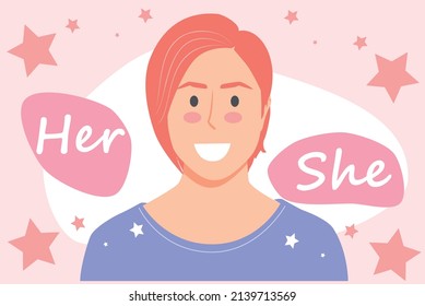 Gender Pronouns Graphics of a Girl