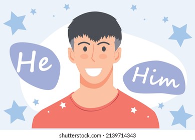 Gender Pronouns Graphics of a Man