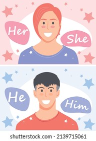 Gender Pronouns Graphics of a Man and a Women