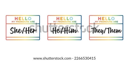 Gender Pronouns, Gender Name Tags, Gender Identity, Name Badges, Gender Badges, Labels, Vector Illustration Background