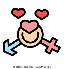 Gender puberty icon outline vector. Condom health. Anatomy consent color flat