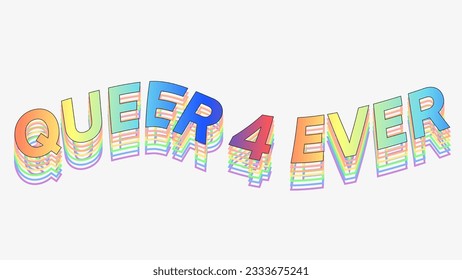 Gender Queer Slogan Word Art with Pride Rainbow Trails