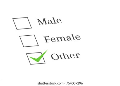 Gender and questionnaire concept with male, female and other option