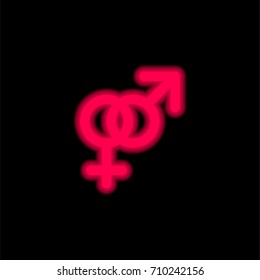gender red glowing neon ui ux icon. Glowing sign logo vector