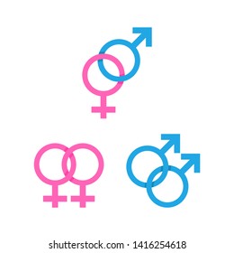 Gender Relationship Icons Female Male Symbols Stock Vector (Royalty ...