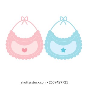 gender reveal baby bibs isolated