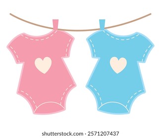 gender reveal baby clothes isolated