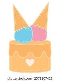 gender reveal baked cake isolated