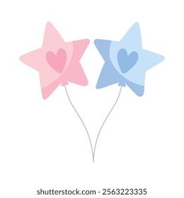 gender reveal balloons star isolated