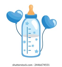 gender reveal blue milk bottle isolated