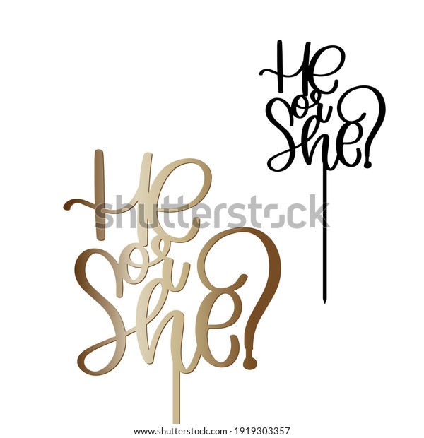 Gender Reveal Cake Topper He She Stock Vector Royalty Free Gender Reveal Cake Topper He She Stock Vector Royalty Free