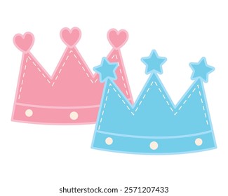 gender reveal crowns isolated design