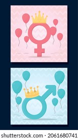 gender reveal designs with decorative balloons