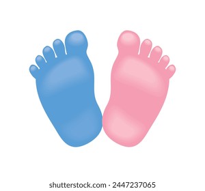 gender reveal footprints isolated design