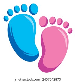 gender reveal footprints isolated design