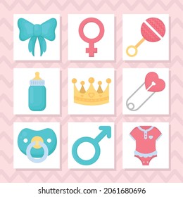 gender reveal icon collection design