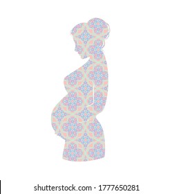 Gender reveal icon pregnant woman mother and baby vector graphics silhouette