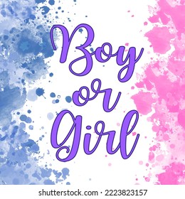 Gender reveal illustration Boy or girl. baby shower concept 