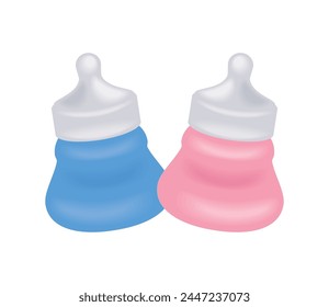 gender reveal milk bottles isolated design