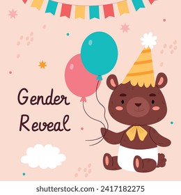 Gender reveal party background. Boy or girl reveal party. gender party. Baby's gender reveal party celebration. Vector Illustration design for Poster, Banner, Invitation Card. blue and pink color.