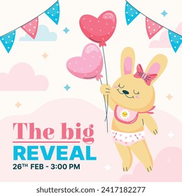 Gender reveal party background. Boy or girl reveal party. gender party. Baby's gender reveal party celebration. Vector Illustration design for Poster, Banner, Invitation Card. blue and pink color.