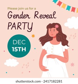 Gender reveal party background. Boy or girl reveal party. gender party. Baby's gender reveal party celebration. Vector Illustration design for Poster, Banner, Invitation Card. blue and pink color.